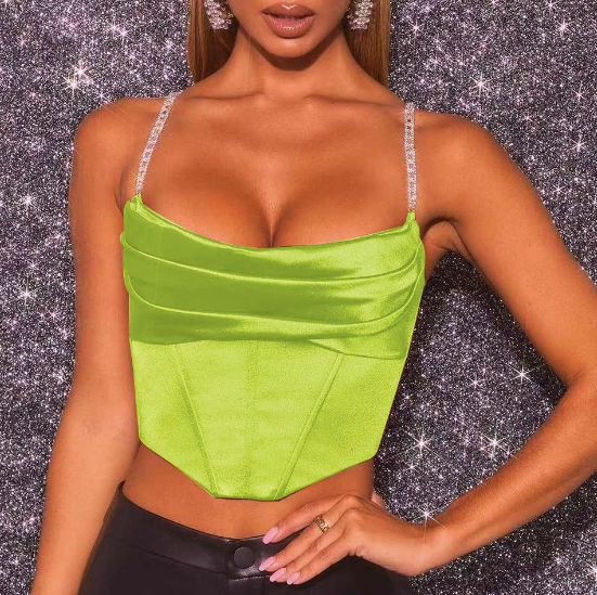 DALIA - Crystal Satin Crop Corset