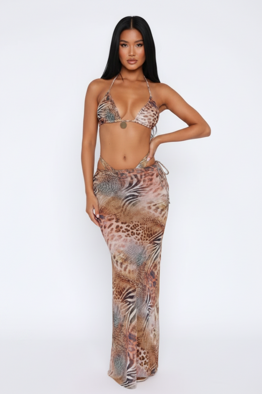 DALIA - Tropics Bikini & Skirt Set - Safari