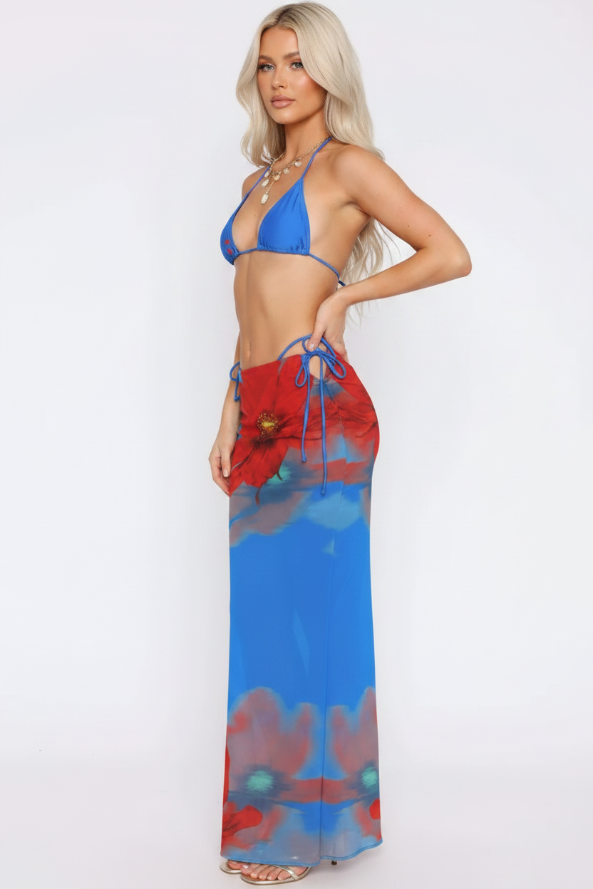 DALIA - Tropics Bikini & Skirt Set - Blue