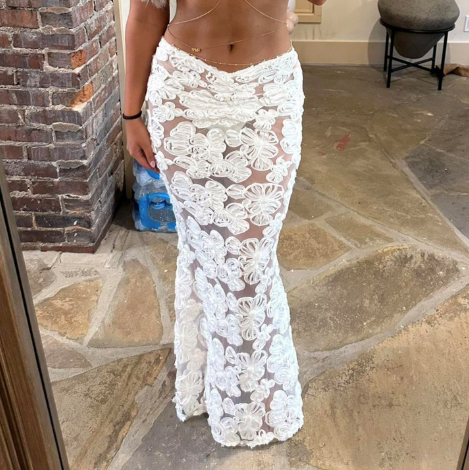 DALIA - Beach Flower Skirt - White