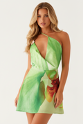 DALIA - Cowl Neck Floral Mini Dress - Green