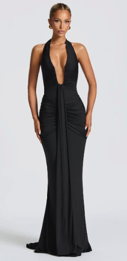 DALIA - Chic Long V-Cut Dress