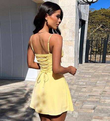 DALIA - Cute Mini Dress - Yellow