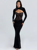 DALIA - Long Sleeve Lace Maxi Dress