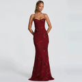 DALIA - Bodycon Flower Maxi Dress - Red