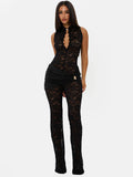 DALIA - Black Lace Cut-Out Jumpsuit