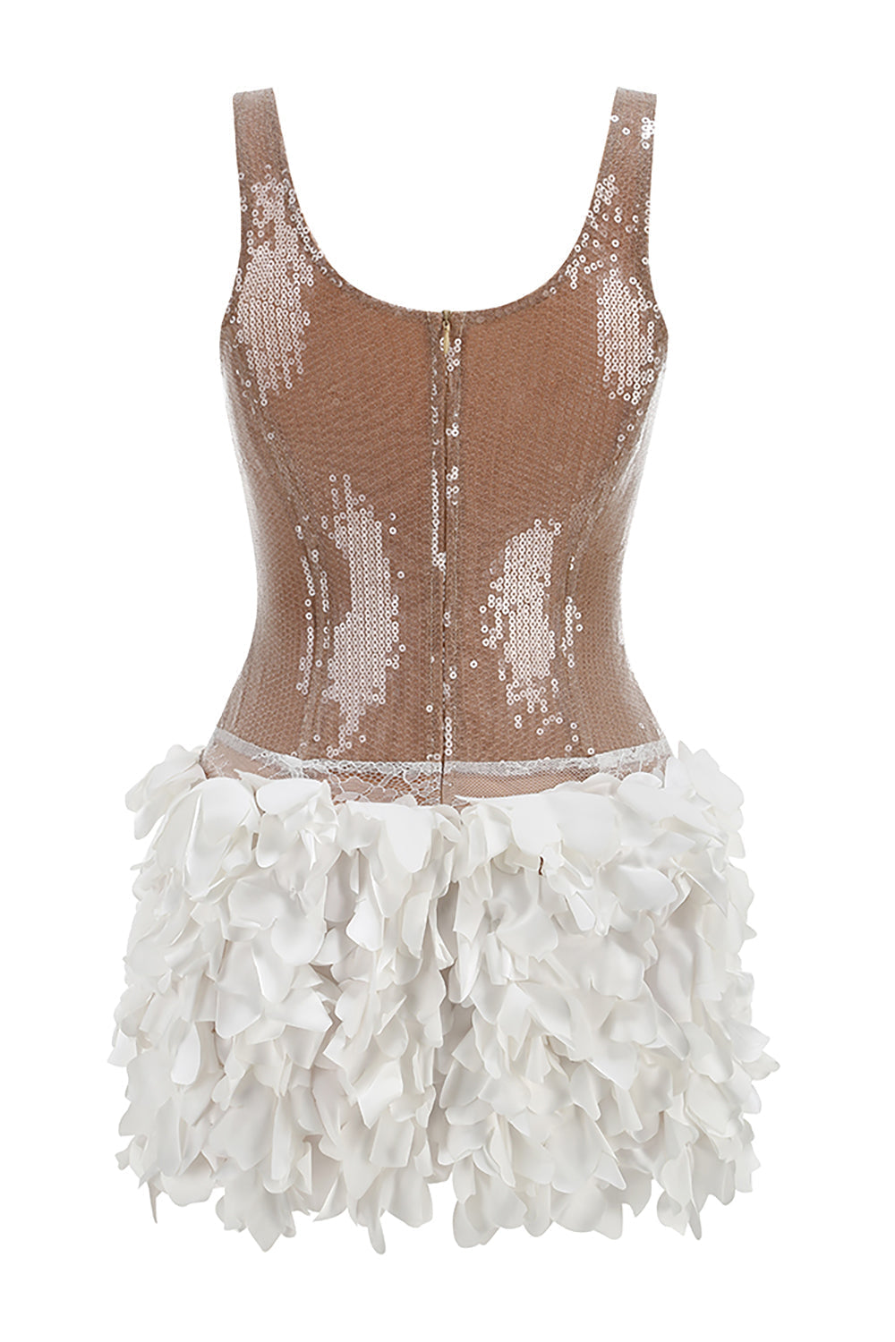 DALIA - Sequin Petal Mini Dress - Gold White