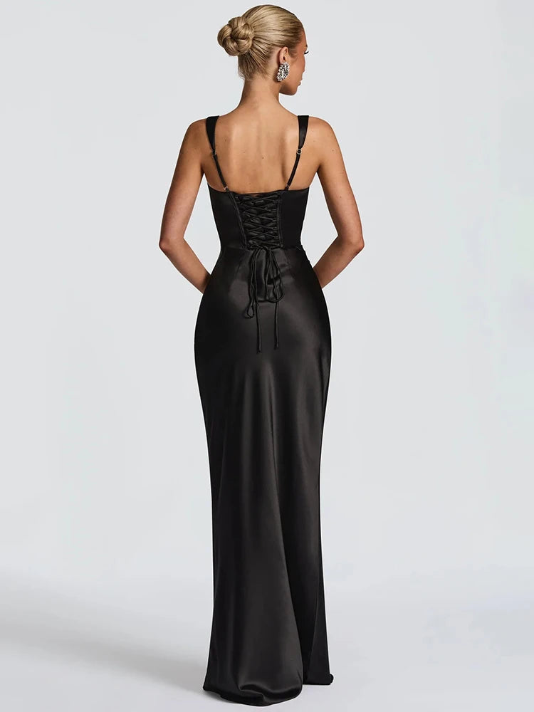 DALIA – Draped Maxi Dress - Black