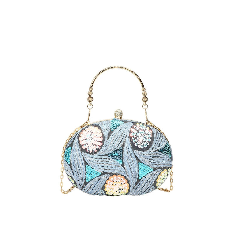 DALIA - Floral Sequin Evening Clutch