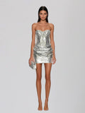 DALIA - Strapless Sequin Mini Dress - Silver