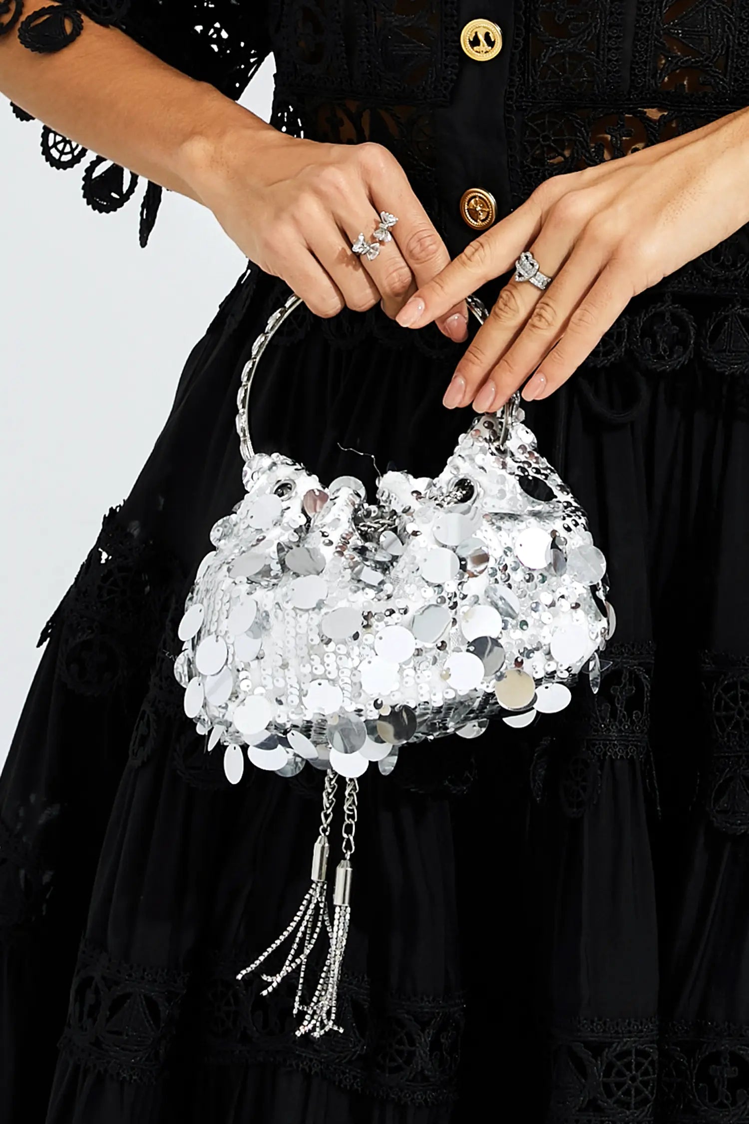 DALIA - Silver Sequins Bag