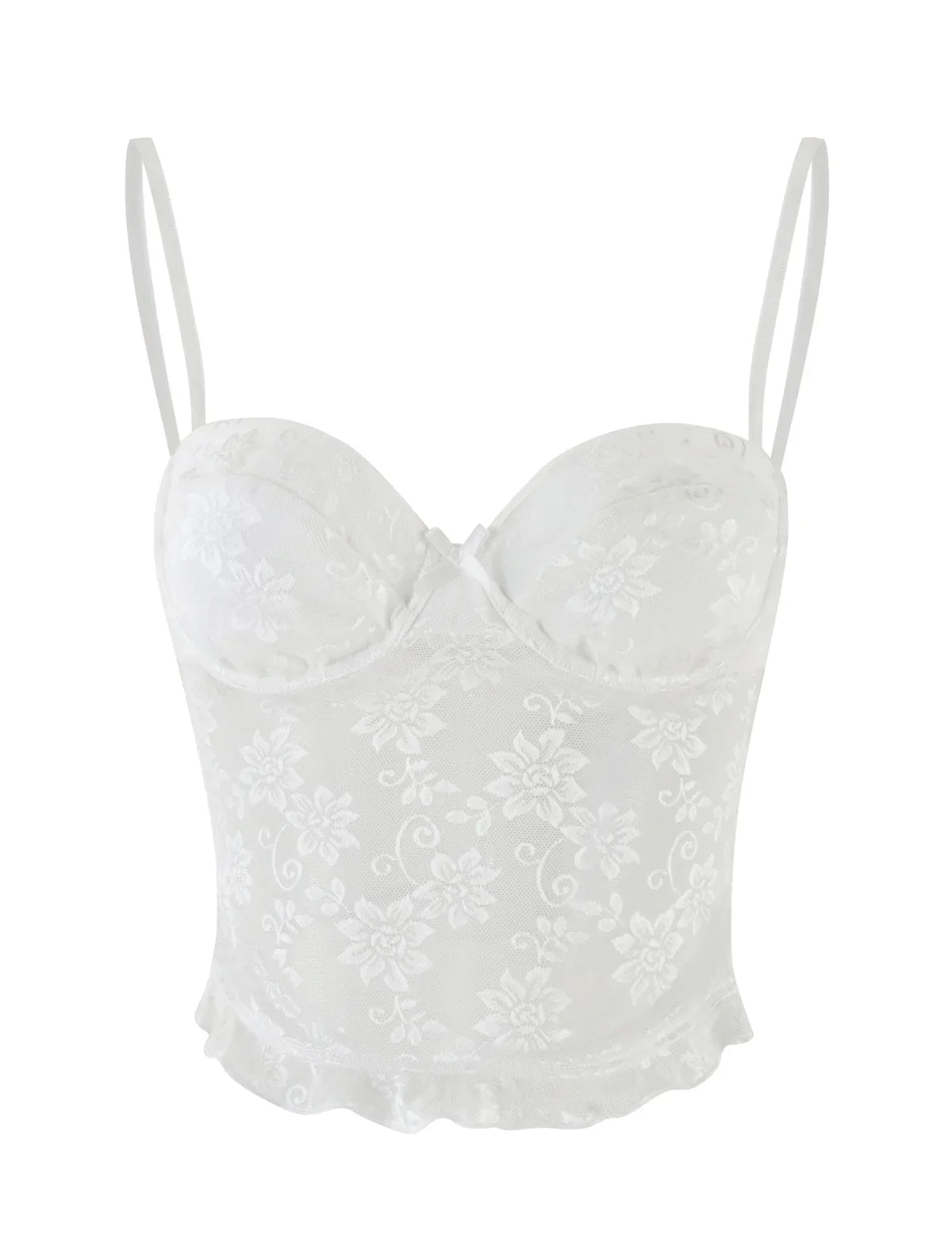 DALIA - Spaghetti Strap Corset Lace Top and Skirt Set White