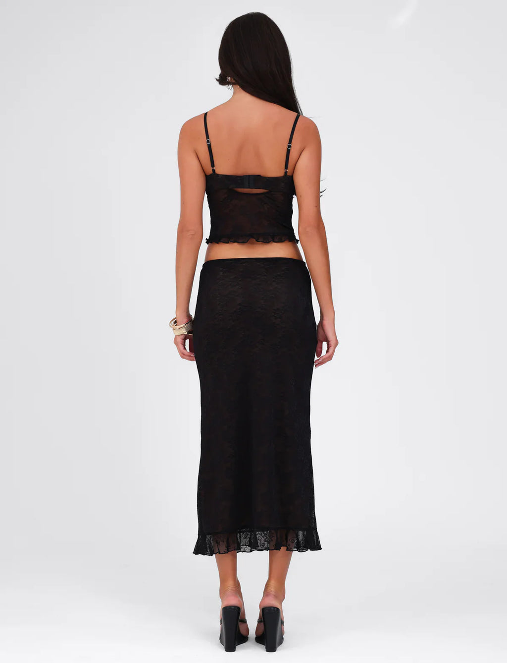 DALIA - Spaghetti Strap Corset Lace Top and Skirt Set White