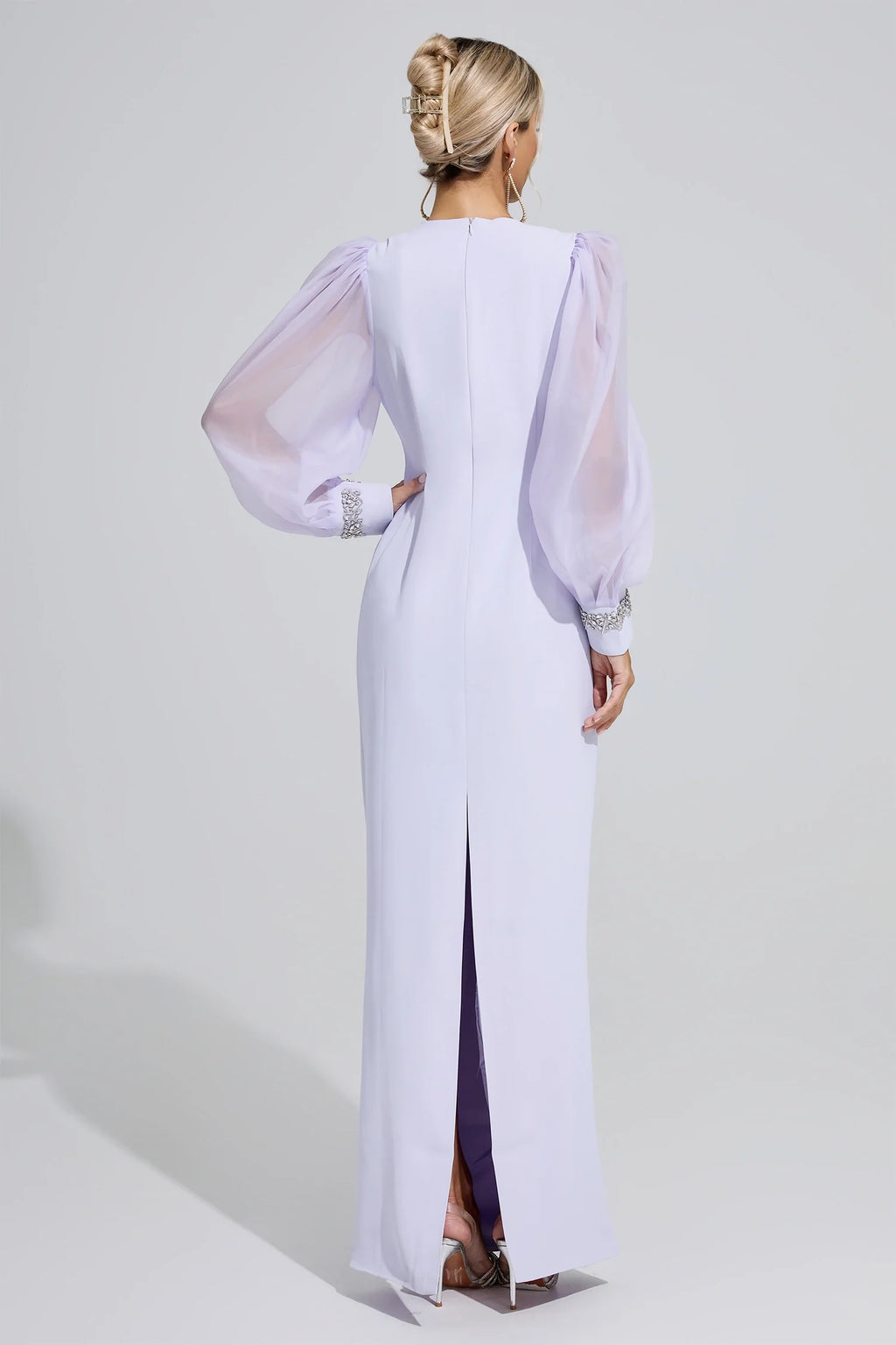 DALIA - Balloon Sleeve Maxi Dress - Purple