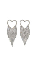 DALIA - Heart Rhinestone Tassel Earrings