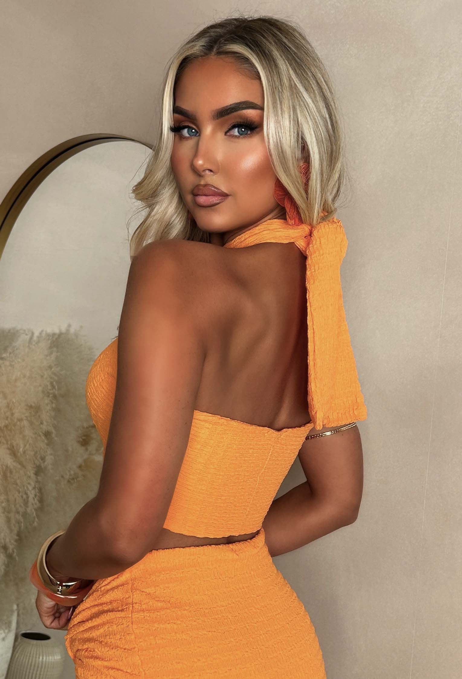 DALIA - Paradise Halter Co-ord Set - Orange