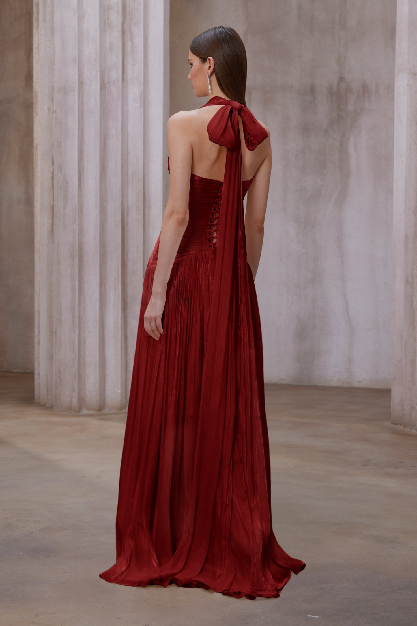 DALIA - Red Gathered Maxi Dress