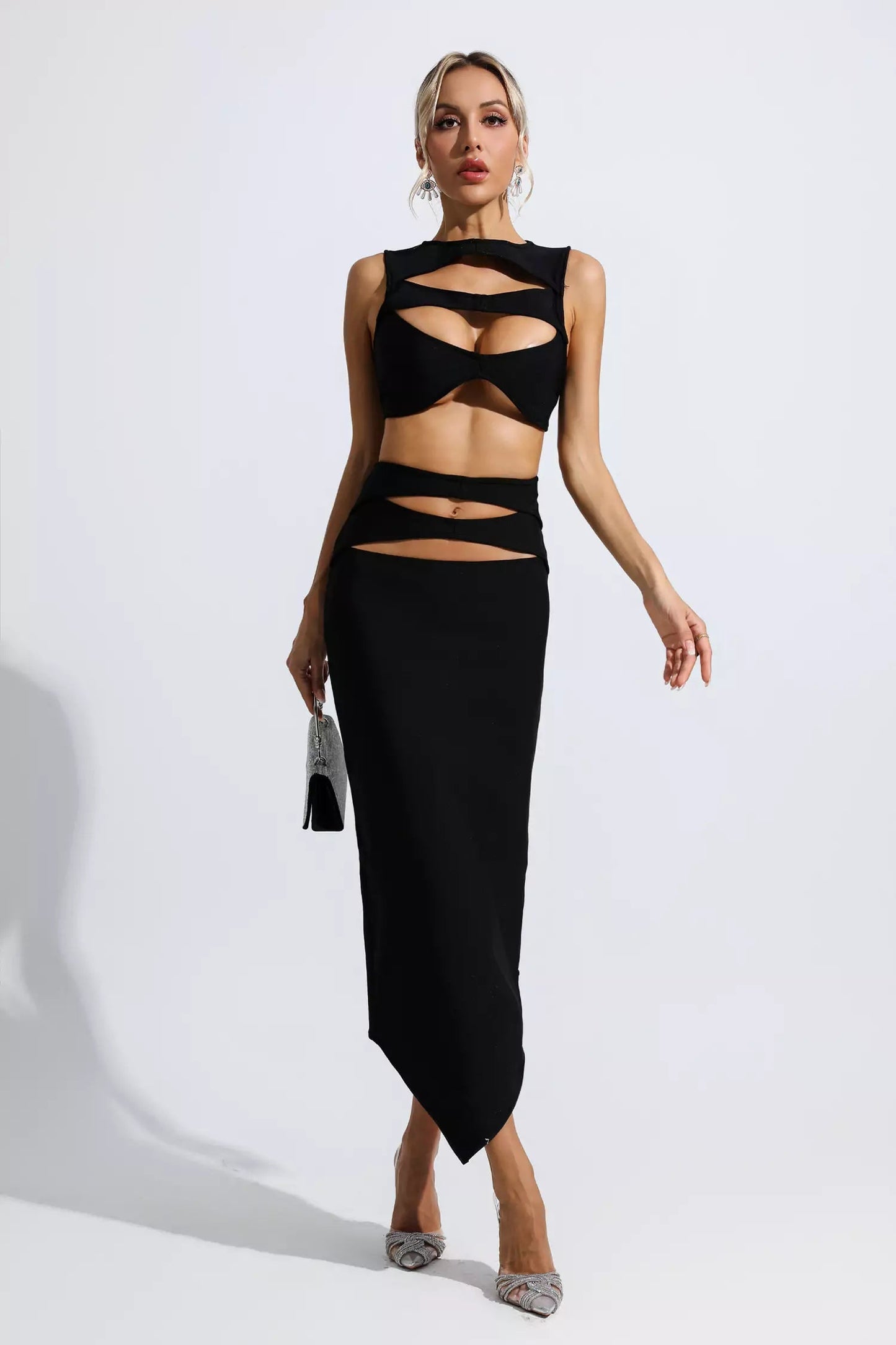 DALIA - Cut Out Bandage Set In Black