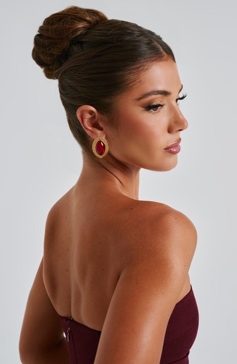 DALIA - Elegant Earrings - Red/Gold
