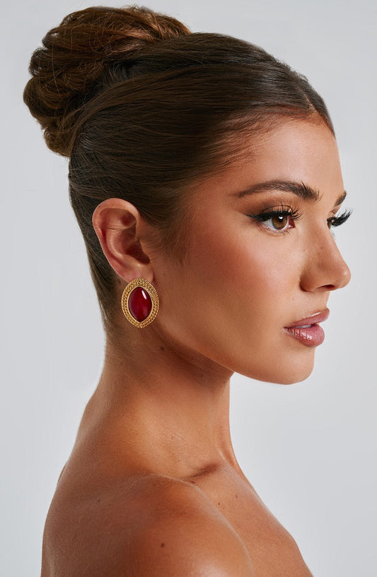 DALIA - Elegant Earrings - Red/Gold
