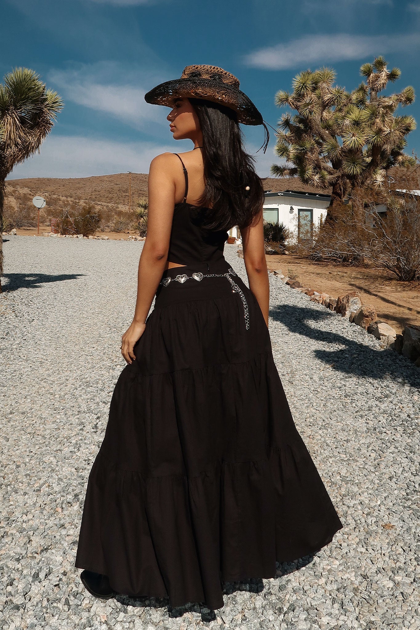 DALIA - Ibiza Linen Maxi Skirt - Black