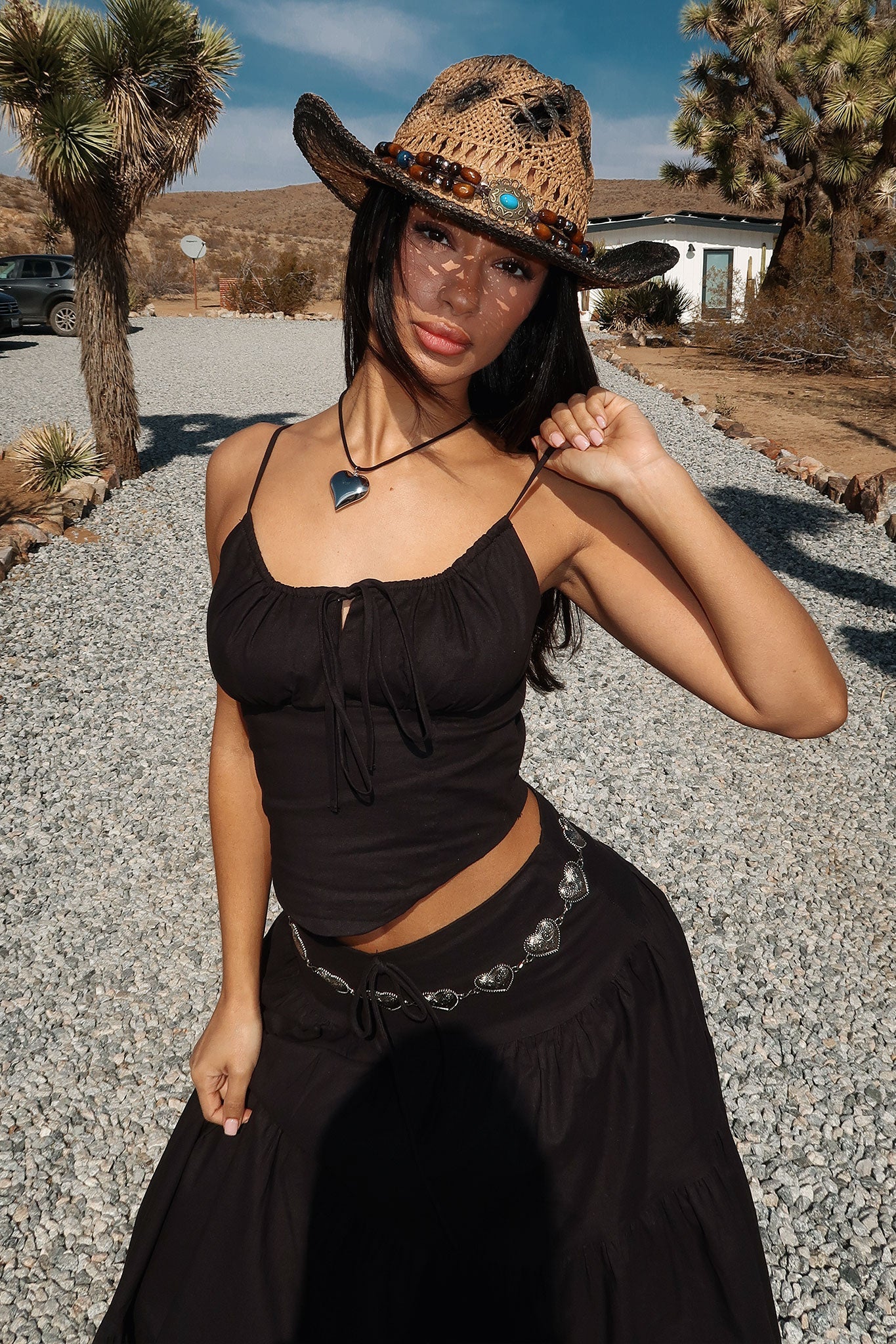 DALIA - Ibiza Linen Maxi Skirt - Black