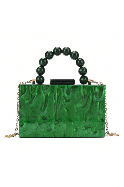 DALIA - Beaded Chain Marbling Handbag