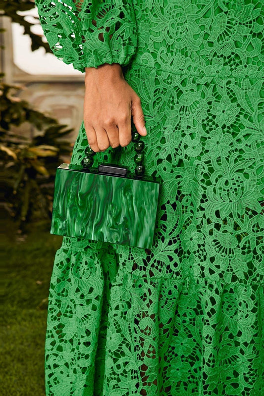 DALIA - Beaded Chain Marbling Handbag