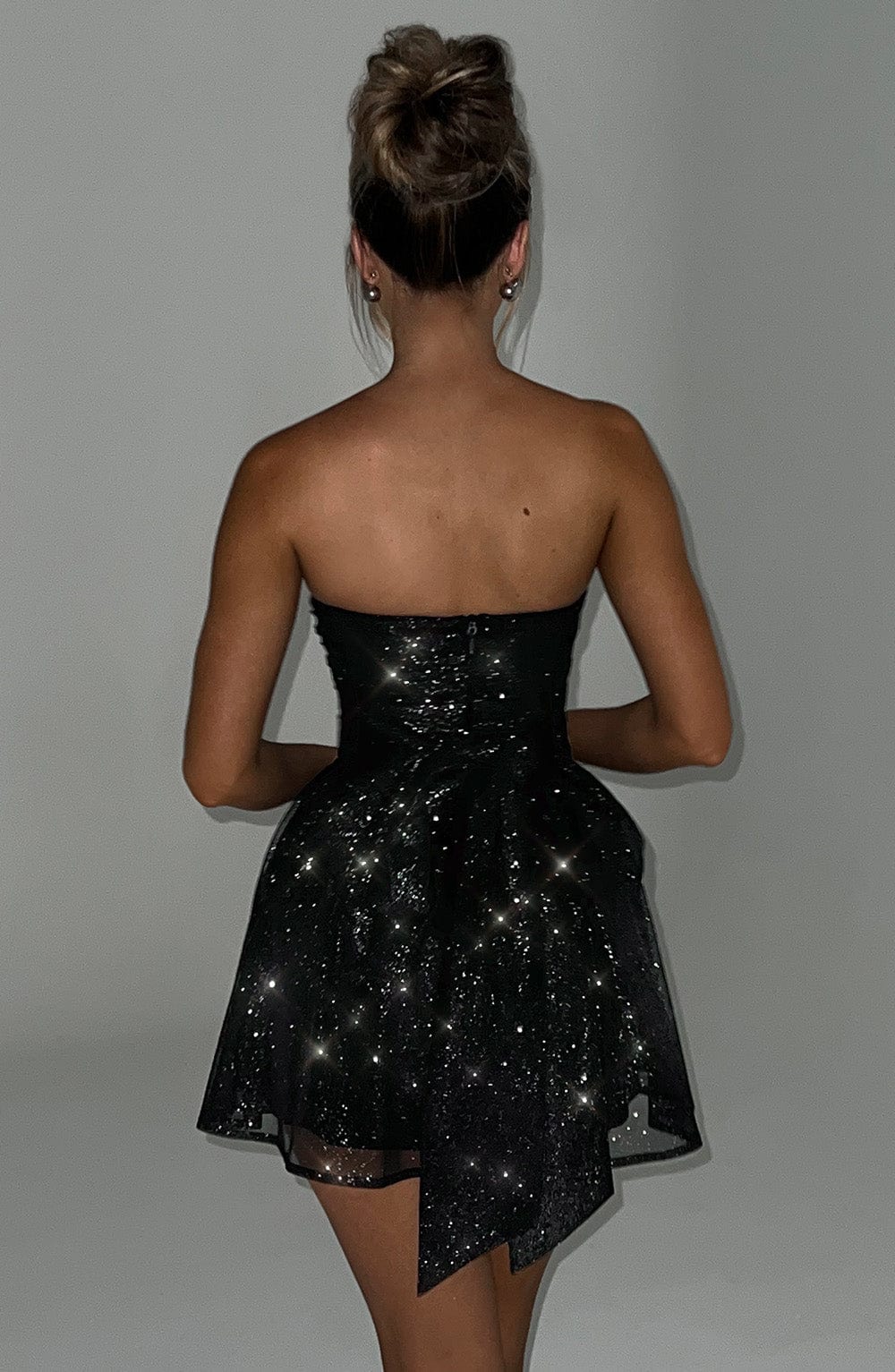 DALIA - Glitter Strapless Mini Dress - Black