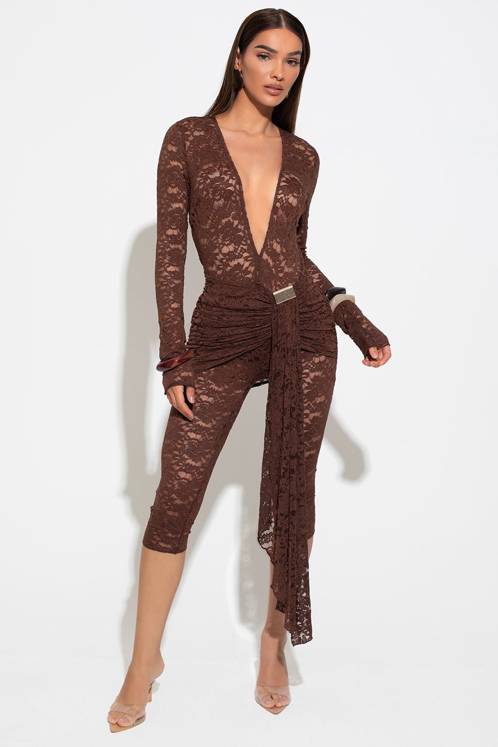 DALIA - Lace Jumpsuit Brown
