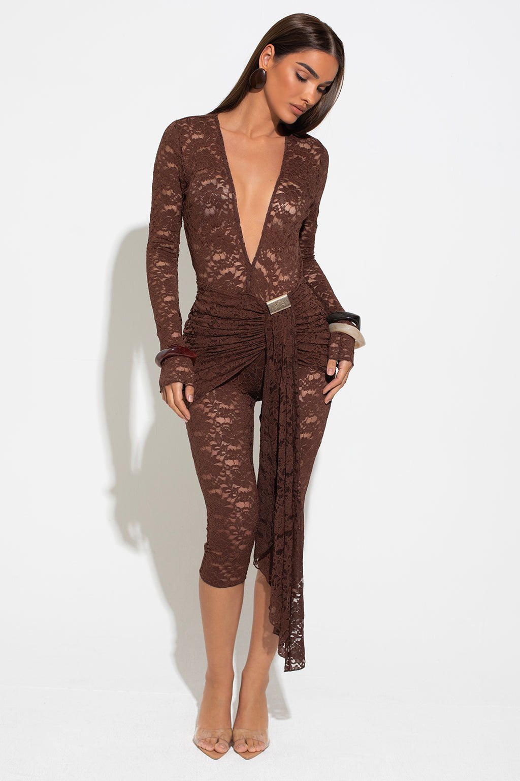 DALIA - Lace Jumpsuit Brown