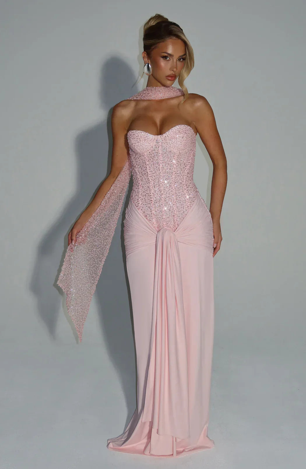 DALIA - Elegant Strapless Evening Gown - Pink