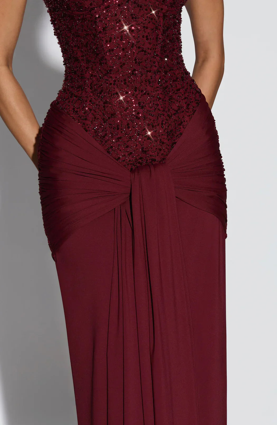 DALIA - Elegant Strapless Evening Gown - Cherry