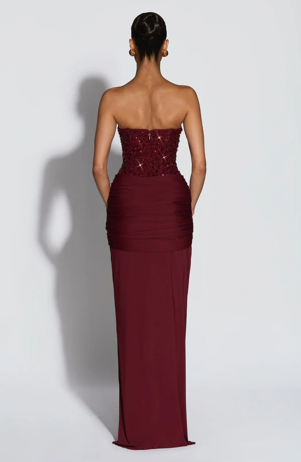 DALIA - Elegant Strapless Evening Gown - Cherry
