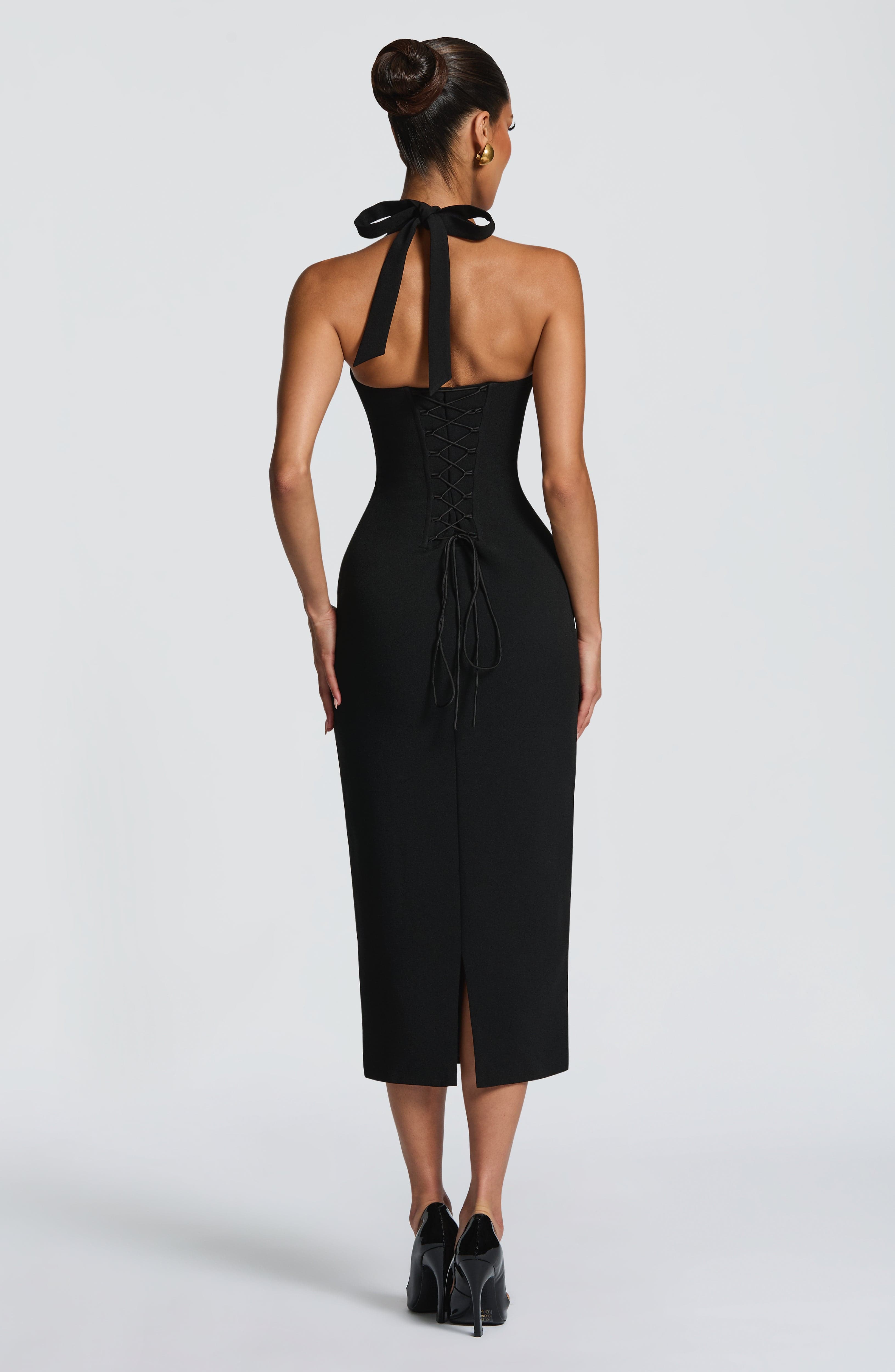 DALIA - Romantic Midi Dress - Black