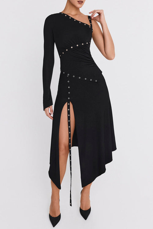 DALIA - Zwarte midi-rok met oogjesrand