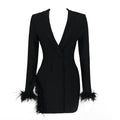 DALIA - Feather-Trim Blazer Dress