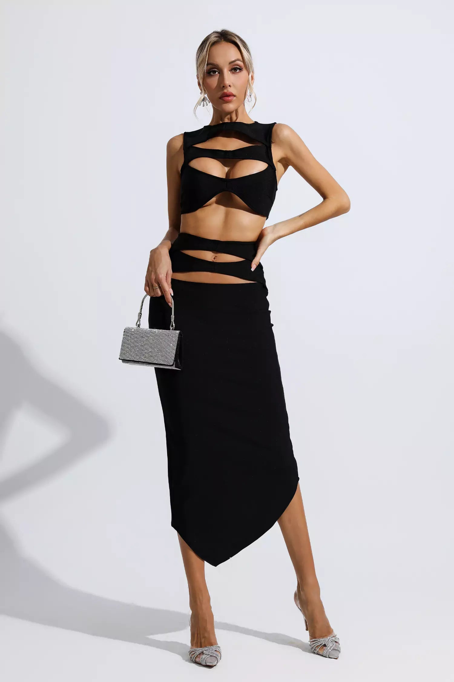 DALIA - Cut Out Bandage Set In Black