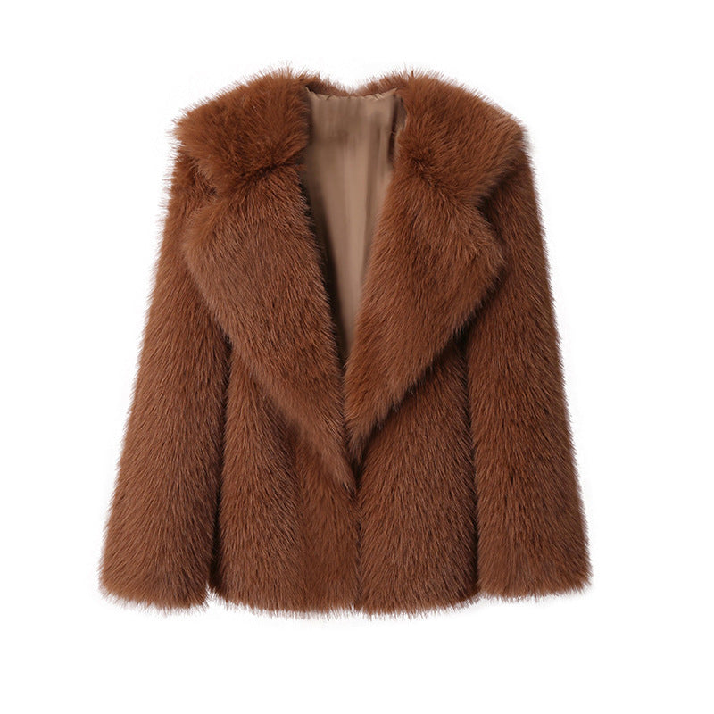 DALIA - Lapel Faux Fur Coat