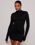 DALIA – Turtleneck Mini Dress - Black