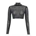 DALIA - Long Sleeve Embellished Mesh Top