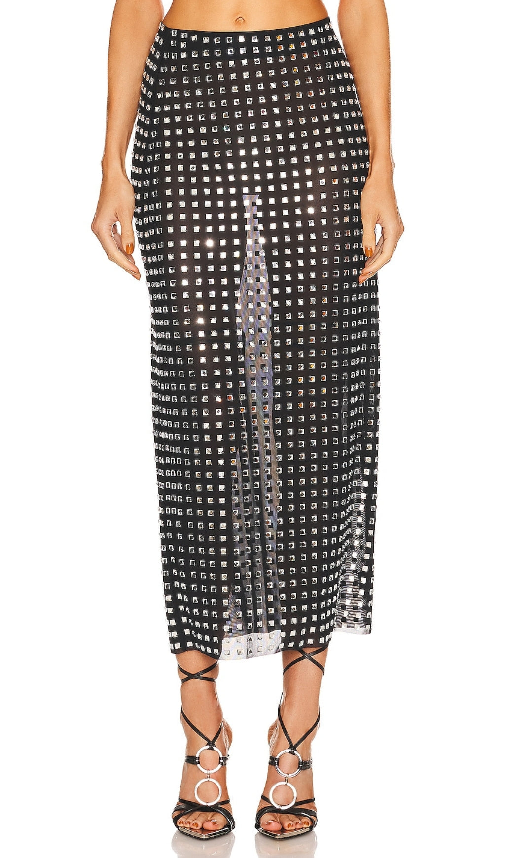 DALIA - Embellished Split Mesh Skirt