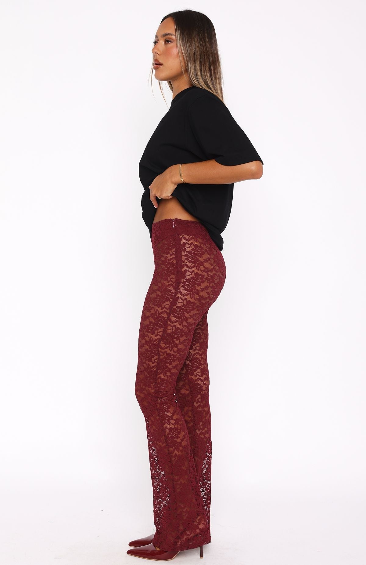 DALIA - Lace Pants Wine