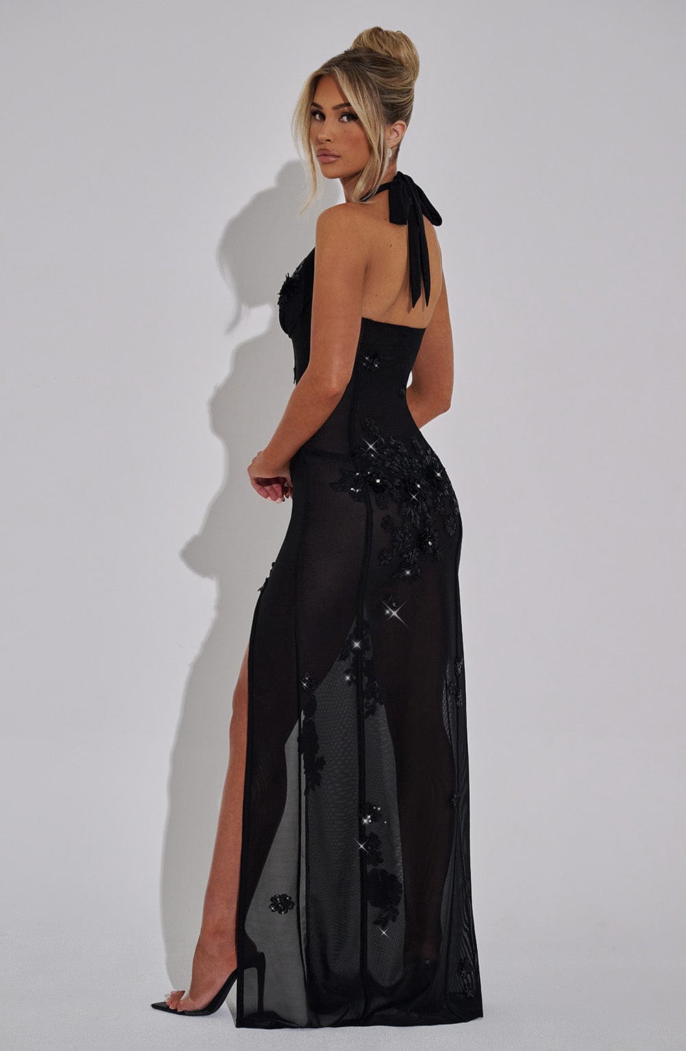 DALIA - Luxury Mesh Maxi Dress - Black