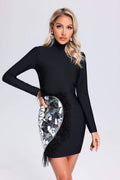 DALIA - Perrine Mirror Feather Bandage Mini Dress
