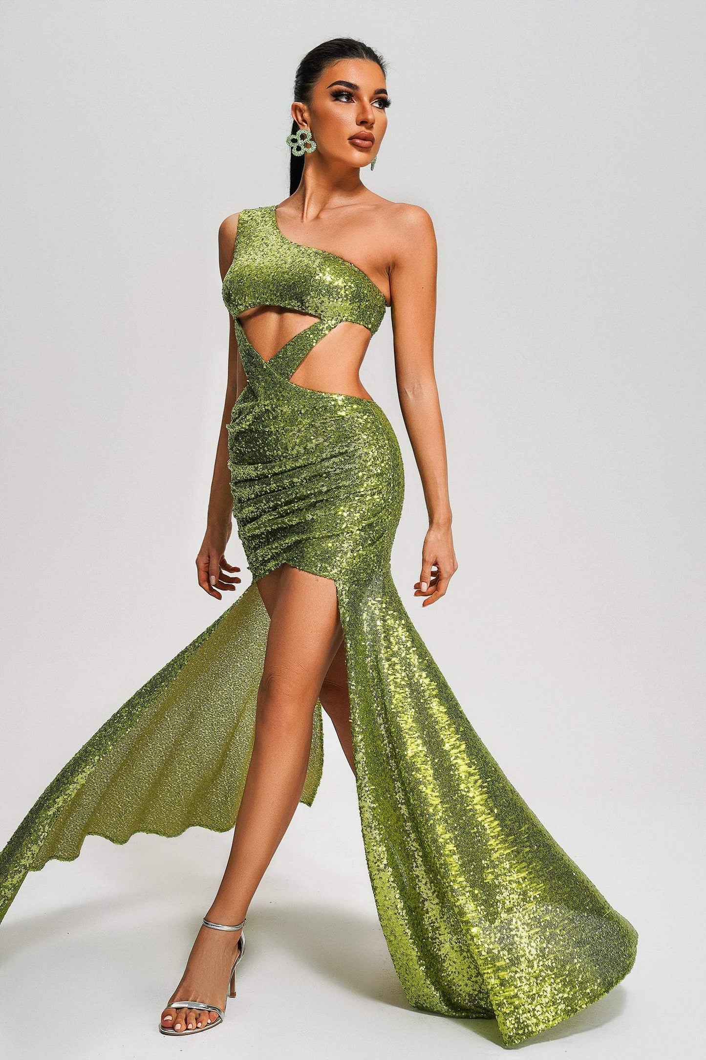 DALIA - Raola One Shoulder Sequin Cutout Mini Dress