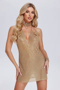 DALIA - Patey Halter Metalic Dress