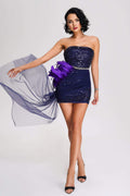 DALIA - Kuka Strapless Sequin Mini Dress Purple