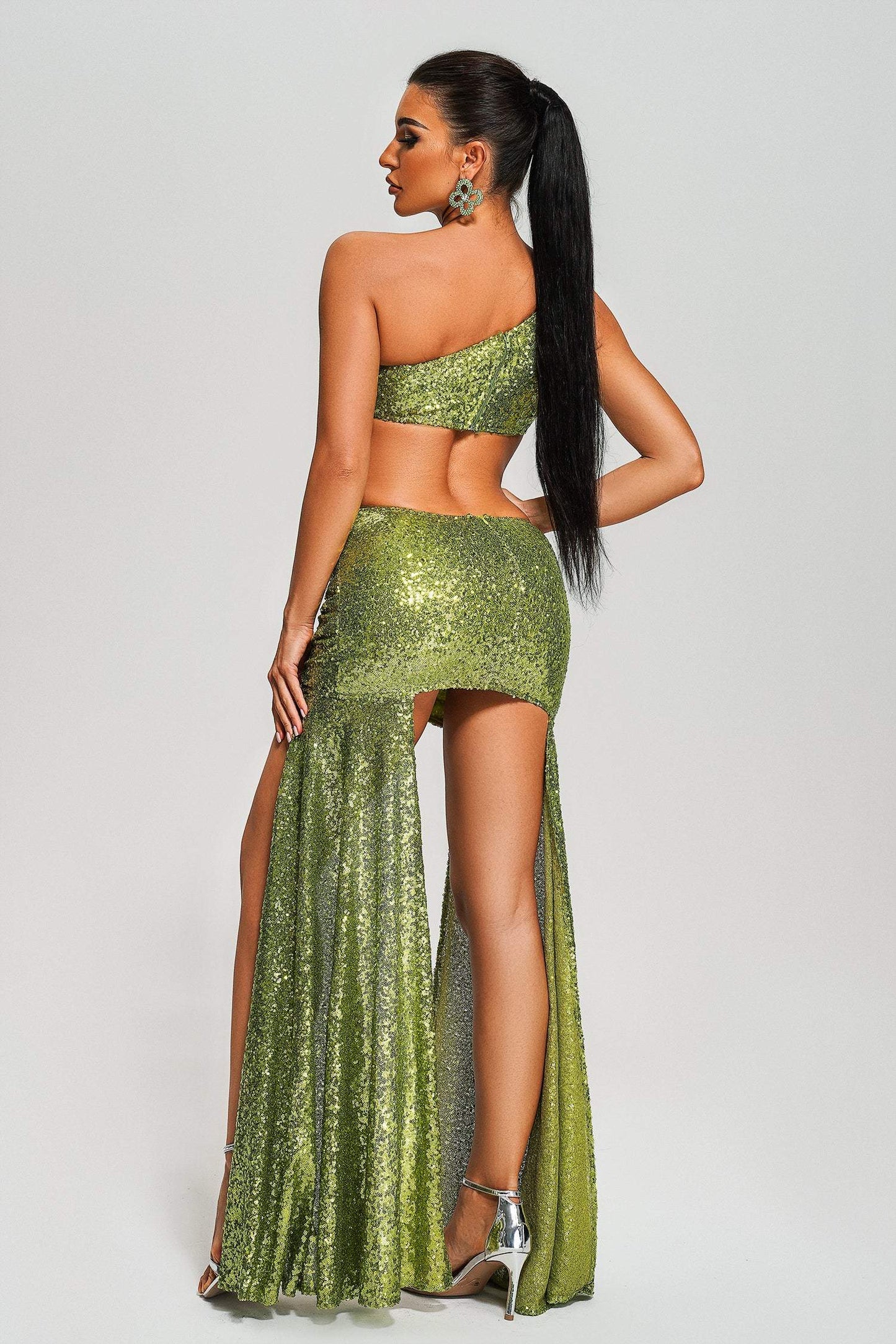 DALIA - Raola One Shoulder Sequin Cutout Mini Dress