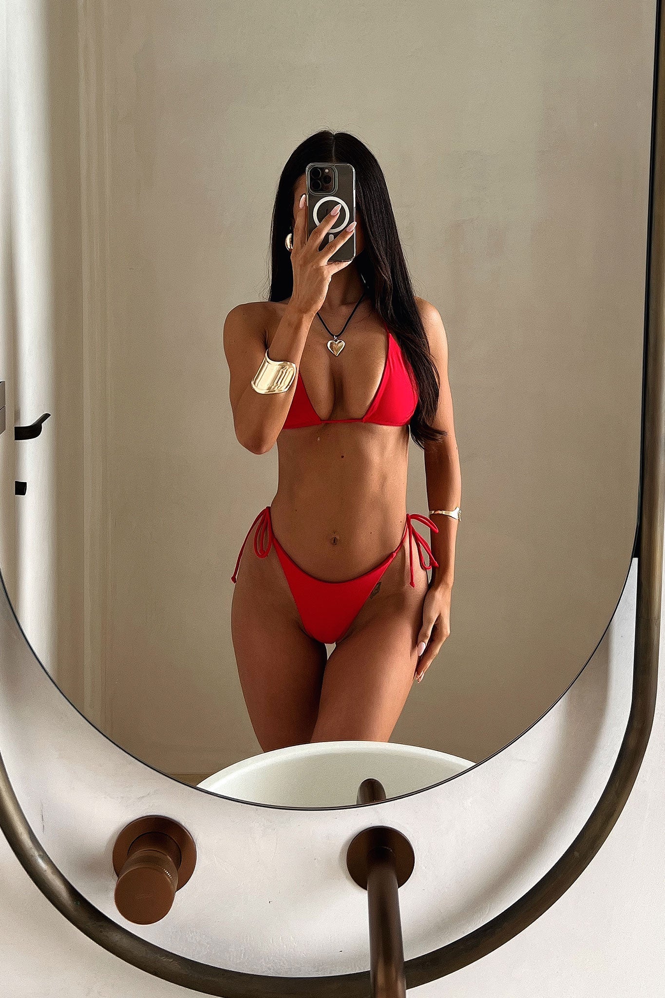 DALIA - Basic Bikini Top - Red